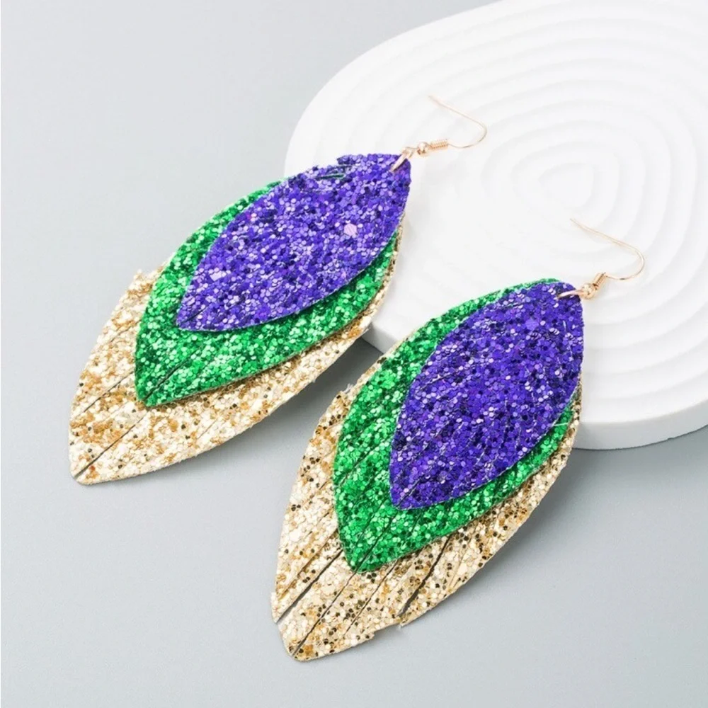 Sparkle and Shine at Mardi Gras: Dangle Glitter Earrings Extravaganza!